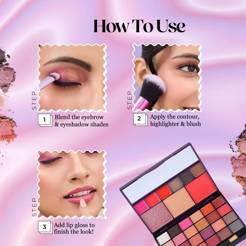 Hilary Rhoda The Collective Face Palette,3 Cream Lip Glosses,3 Eyebrow Colours,Highlighter,Contour & Blush,24 Eyeshadow,Highly Pigmented Face Palette,Blends Easily,Makeup Kit For Women,55G (Multi-2) thumbnail 7